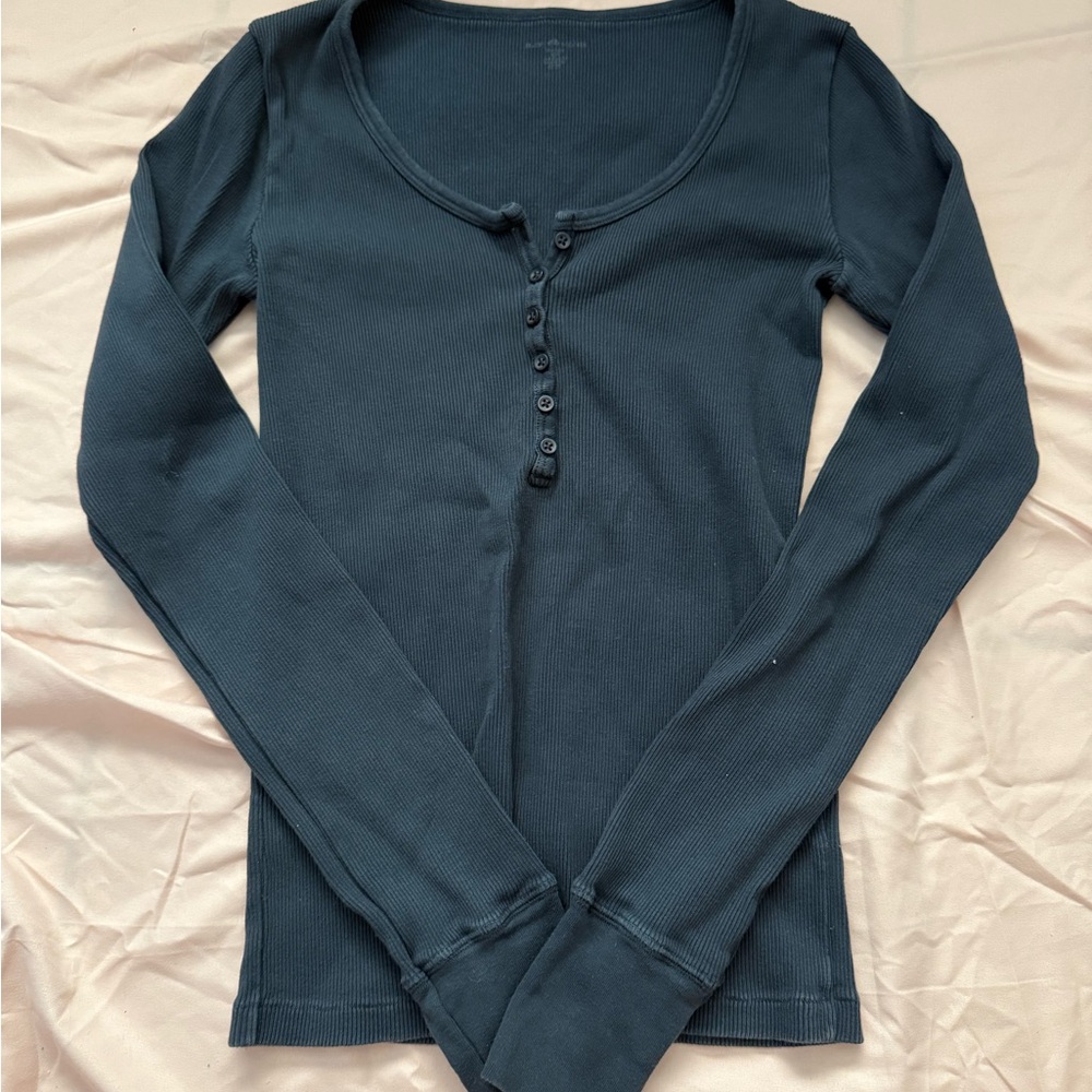Brandy Melville Blue Button Fitted Top